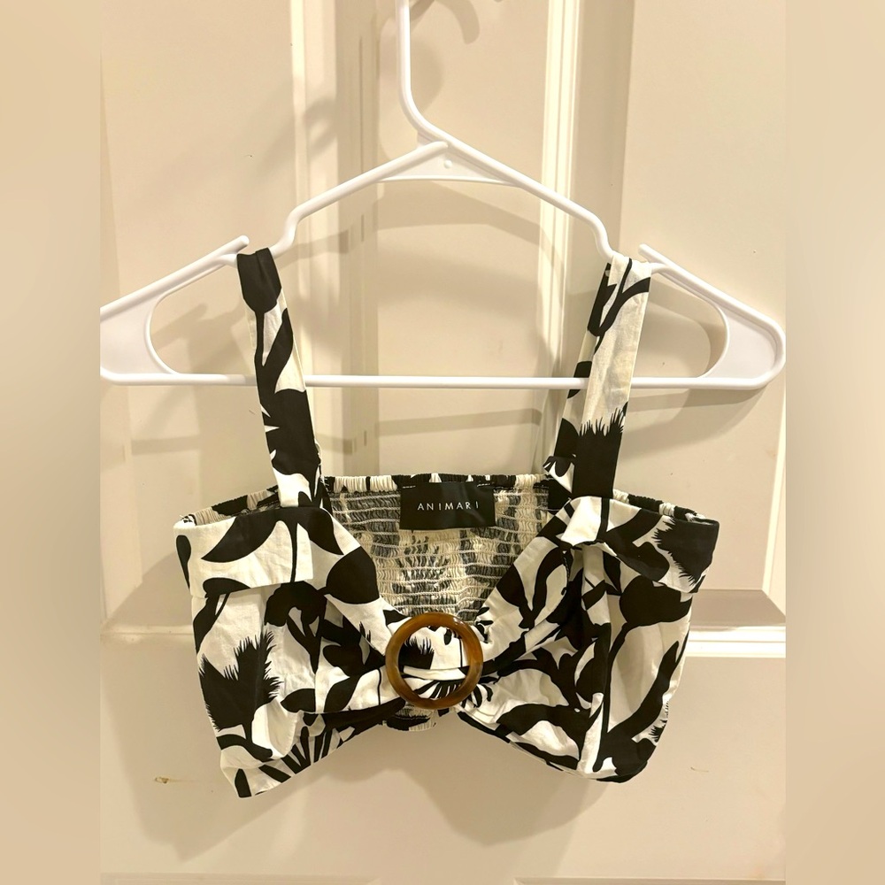 Monochrome Foliage Summer Cropped Tank Top from Animari in size S